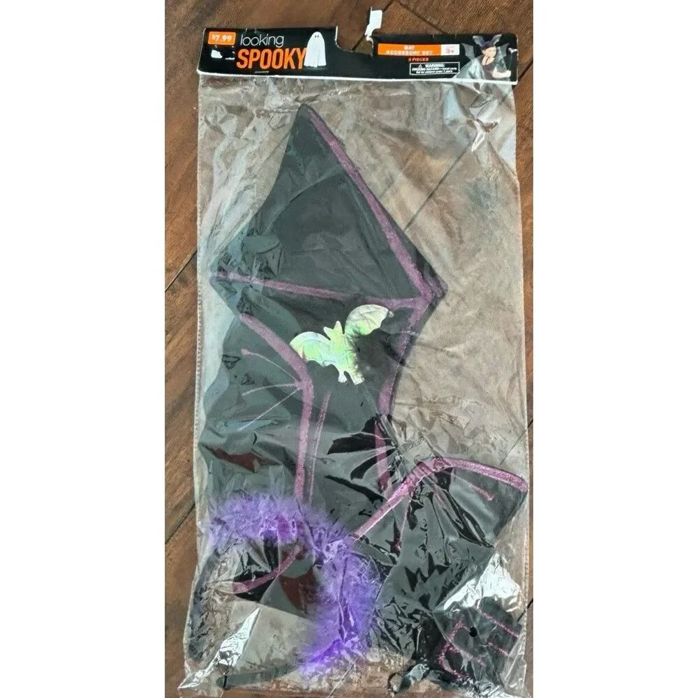 Set of Halloween Costume Accessories Bat, Angel, Laydbug Ages 3+ NEW